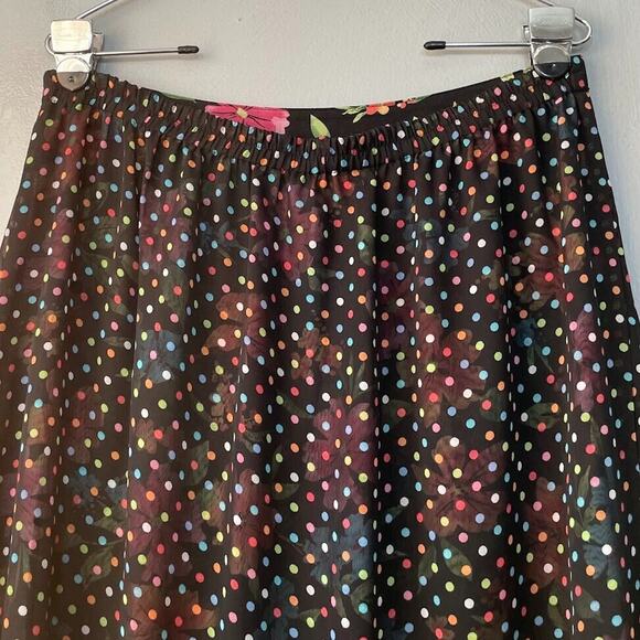 White Stag Reversible Skirt Size Large Black Floral Dot Fairy Goth Dark Romantic - Picture 8 of 10